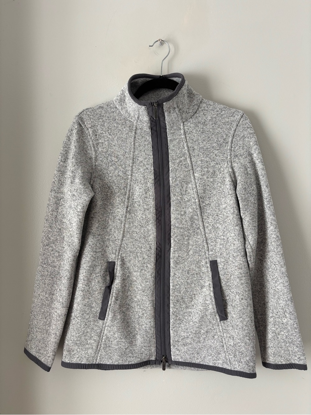 Lululemon Light Gray Zip-Front Fleece Jacket 6